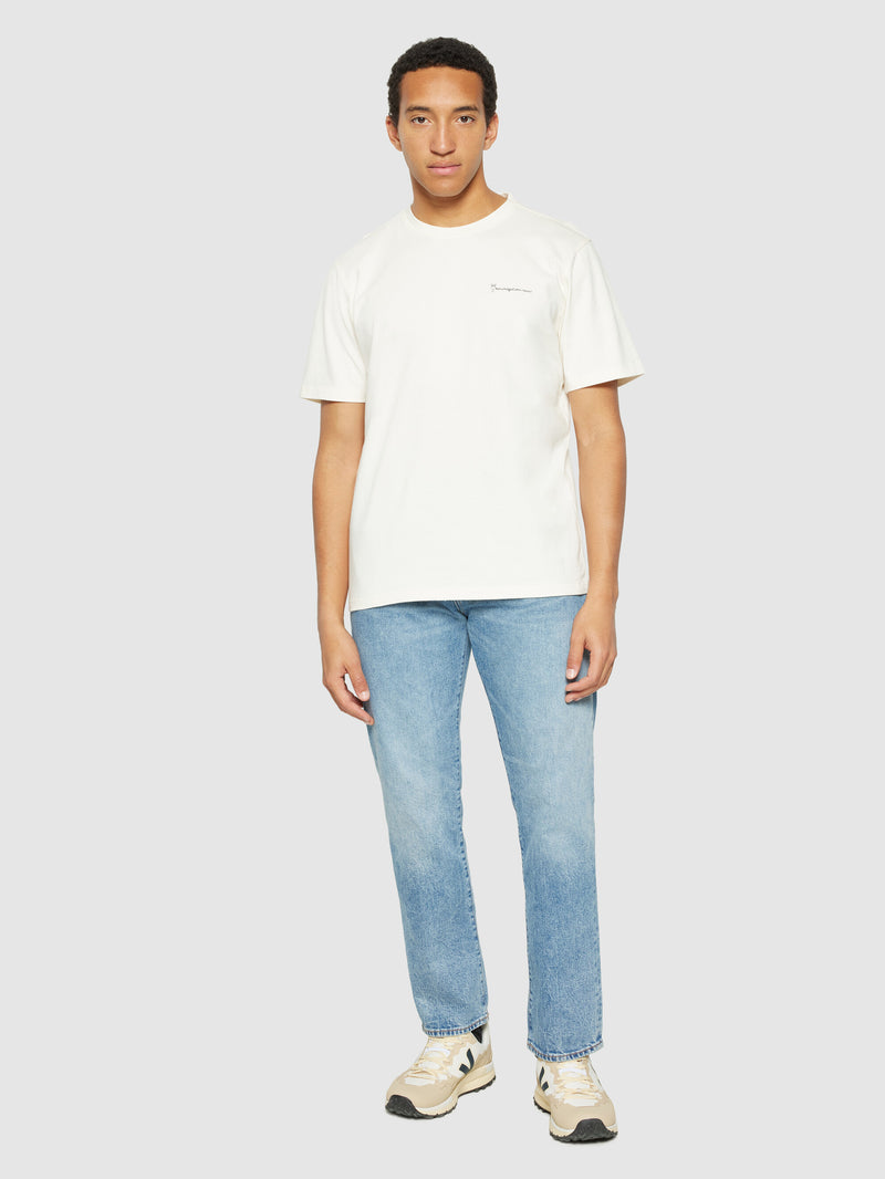 KnowledgeCotton Apparel - MEN Regular fit owl trip print t-shirt - Regenerative Organic Certified® - GOTS/Vegan T-shirts 1387 Egret