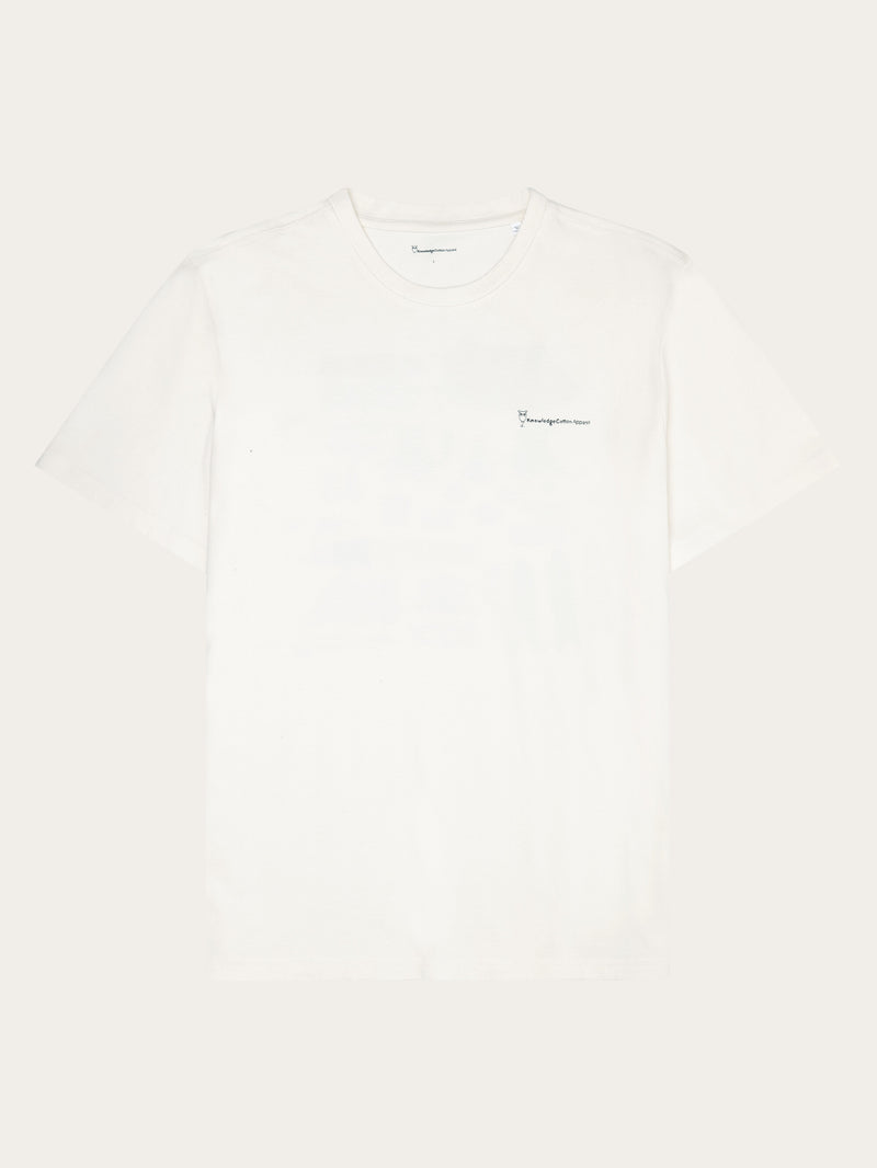 KnowledgeCotton Apparel - MEN Regular fit owl trip print t-shirt - Regenerative Organic Certified® - GOTS/Vegan T-shirts 1387 Egret