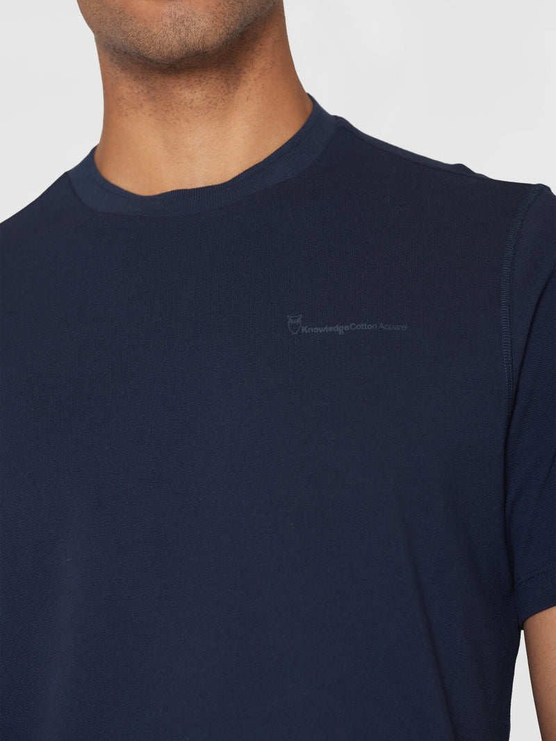 KnowledgeCotton Apparel - MEN Regular fit pique t-shirt - GOTS/Vegan T-shirts 1412 Night Sky