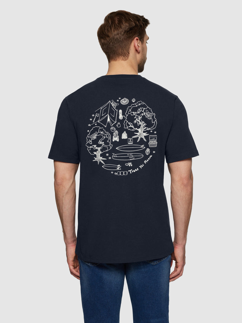KnowledgeCotton Apparel - MEN Regular fit print t-shirt - GOTS/Vegan T-shirts 1412 Night Sky