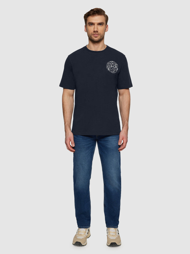 KnowledgeCotton Apparel - MEN Regular fit print t-shirt - GOTS/Vegan T-shirts 1412 Night Sky