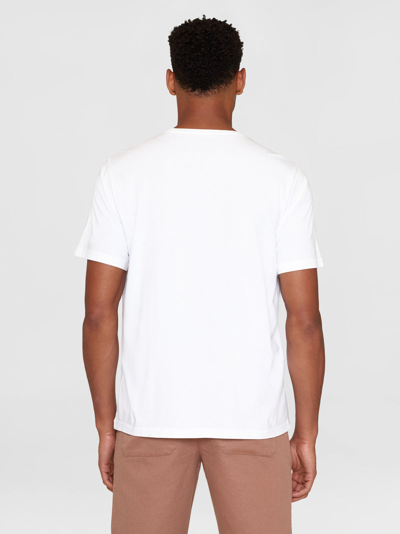 KnowledgeCotton Apparel - MEN Regular fit single jersey owl hug print t-shirt - GOTS/Vegan T-shirts 1010 Bright White