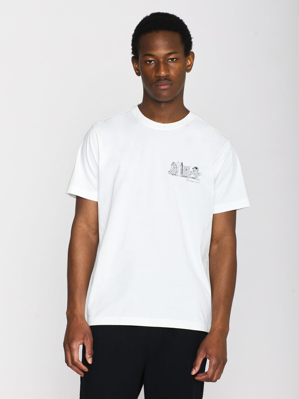 KnowledgeCotton Apparel - MEN Regular fit with front pint t-shirt - GOTS/Vegan T-shirts 1010 Bright White