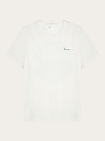 KnowledgeCotton Apparel - WMN Regular fitted back print tee - Regenerative Organic Certified® - GOTS/Vegan T-shirts 1387 Egret