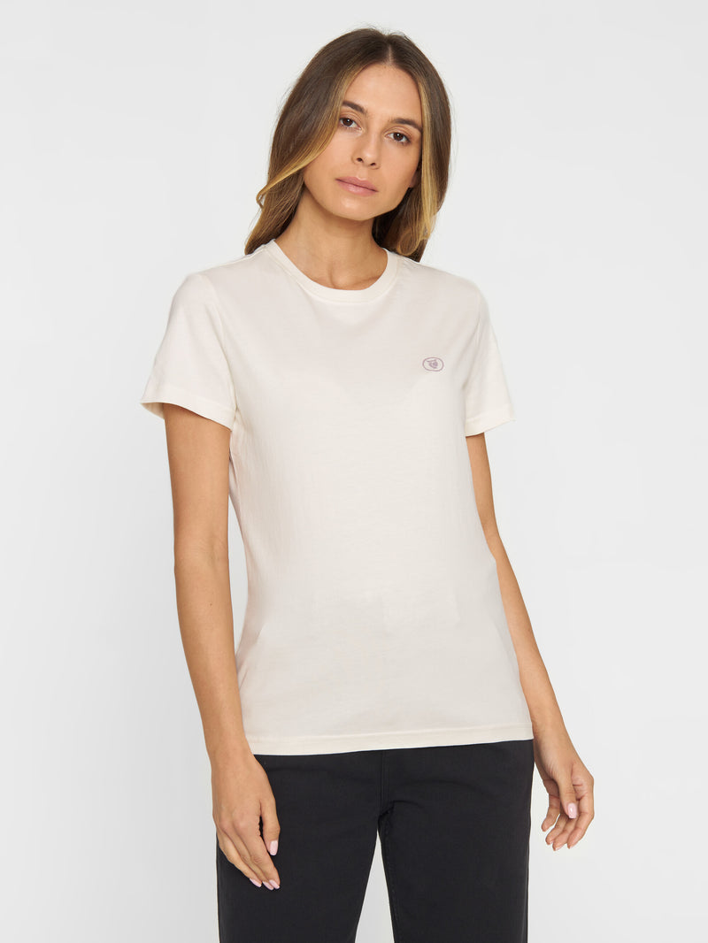 KnowledgeCotton Apparel - WMN Regular fitted tee T-shirts 1387 Egret