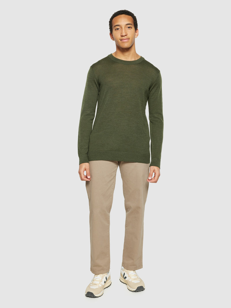 KnowledgeCotton Apparel - MEN Regular merino knit crew neck - RWS Knits 1090 Forrest Night