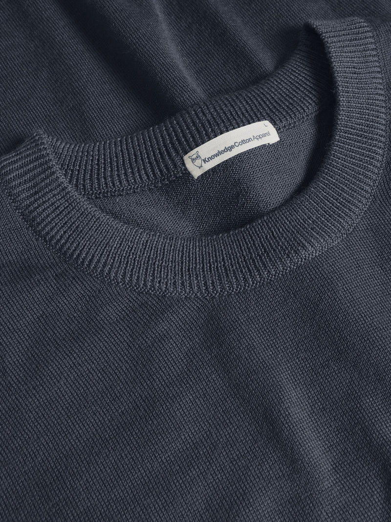 KnowledgeCotton Apparel - MEN Regular merino knit crew neck - RWS Knits 1226 Vintage Indigo
