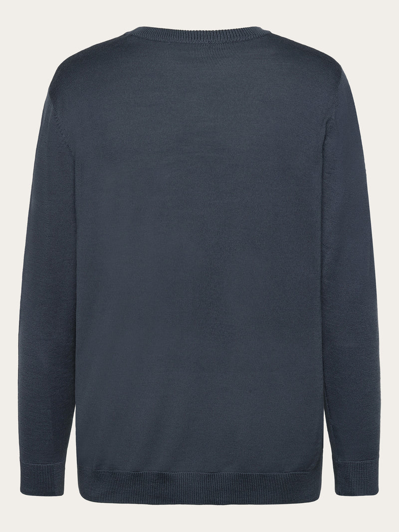 KnowledgeCotton Apparel - MEN Regular merino knit crew neck - RWS Knits 1226 Vintage Indigo