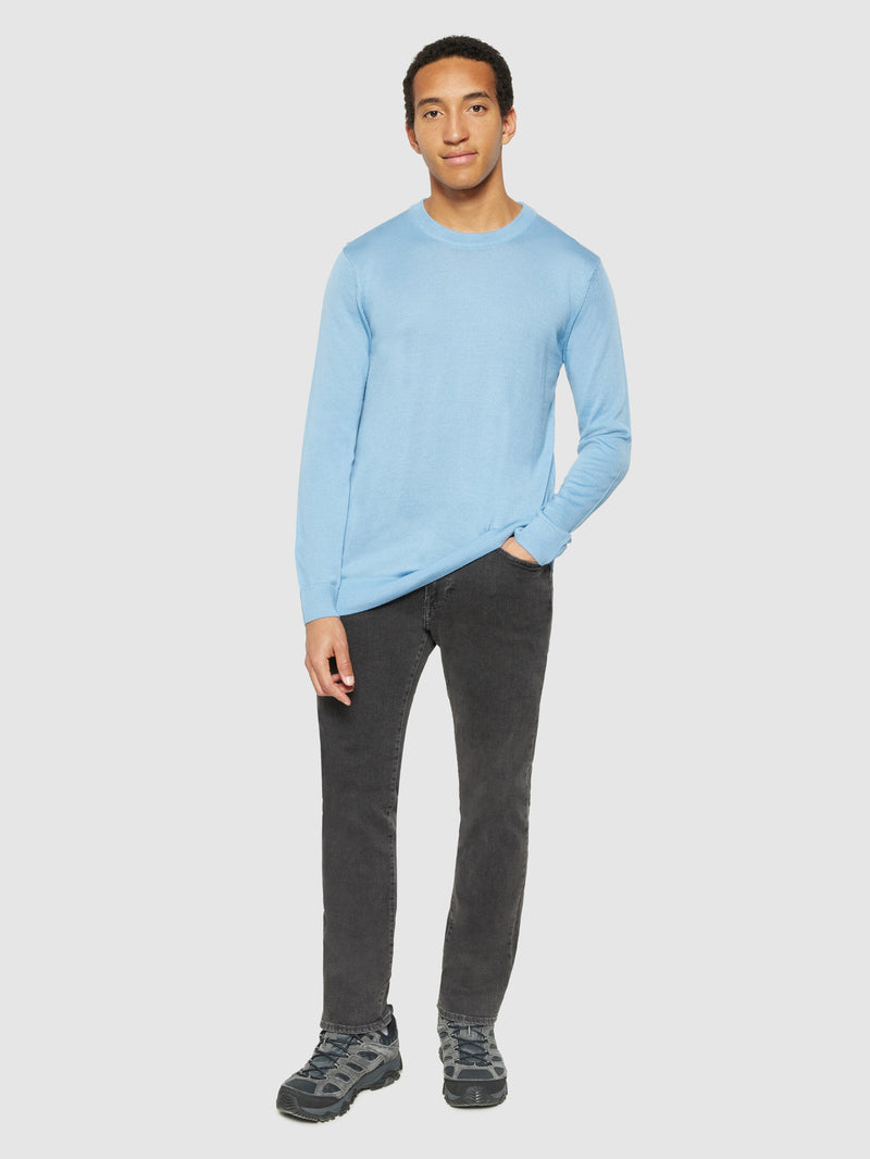 KnowledgeCotton Apparel - MEN Regular merino knit crew neck - RWS Knits 1463 Glacier Lake