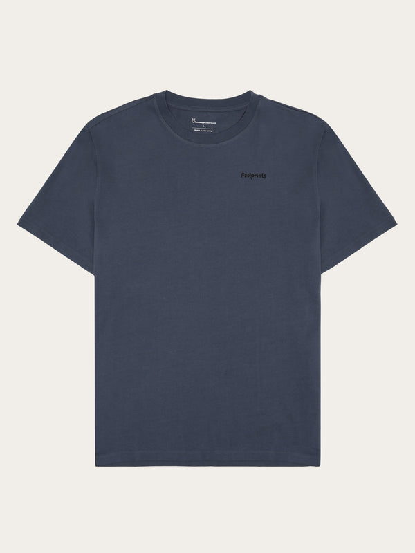 KnowledgeCotton Apparel - UNI Regular short sleeve heavy single jersey printed t-shirt GOTS/Vegan T-shirts 1226 Vintage Indigo