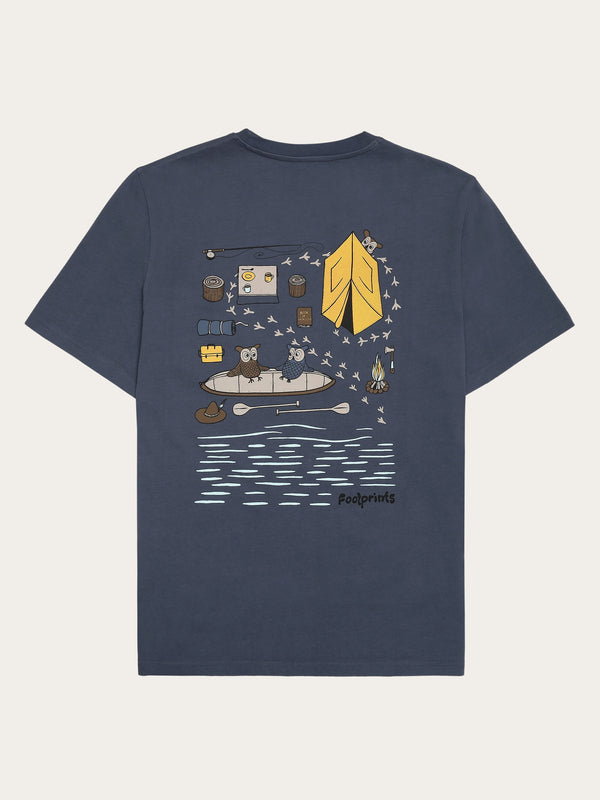 KnowledgeCotton Apparel - UNI Regular short sleeve heavy single jersey printed t-shirt GOTS/Vegan T-shirts 1226 Vintage Indigo
