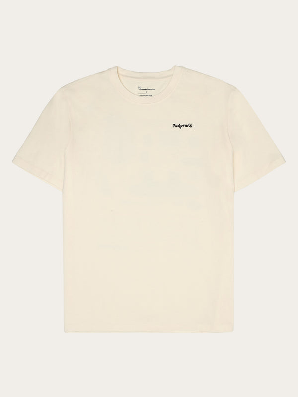 KnowledgeCotton Apparel - UNI Regular short sleeve heavy single jersey printed t-shirt GOTS/Vegan T-shirts 1387 Egret