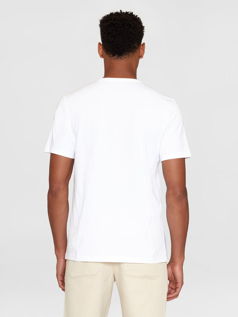 KnowledgeCotton Apparel - MEN Regular short sleeve heavy single smile t-shirt - GOTS/Vegan T-shirts 1010 Bright White