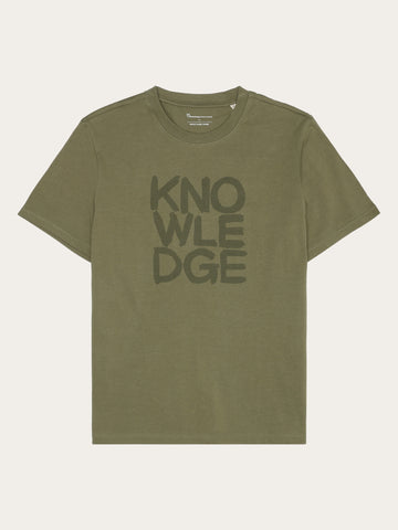 KnowledgeCotton Apparel - MEN Regular short sleeve heavy single t-shirt - Regenerative Organic Certified™ - GOTS/Vegan T-shirts 1068 Burned Olive