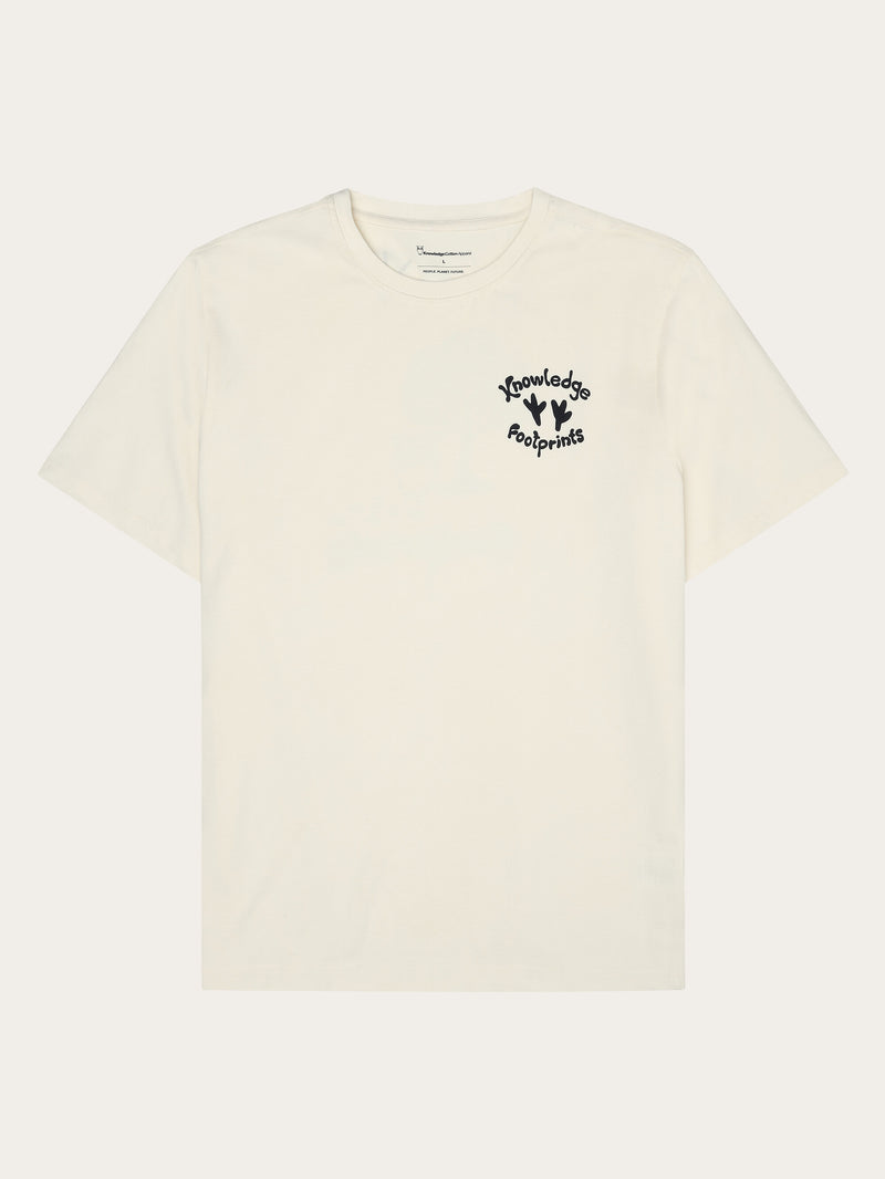 KnowledgeCotton Apparel - MEN Regular single jersey printed t-shirt - Regenerative Organic Certified™ - GOTS/Vegan T-shirts 1387 Egret