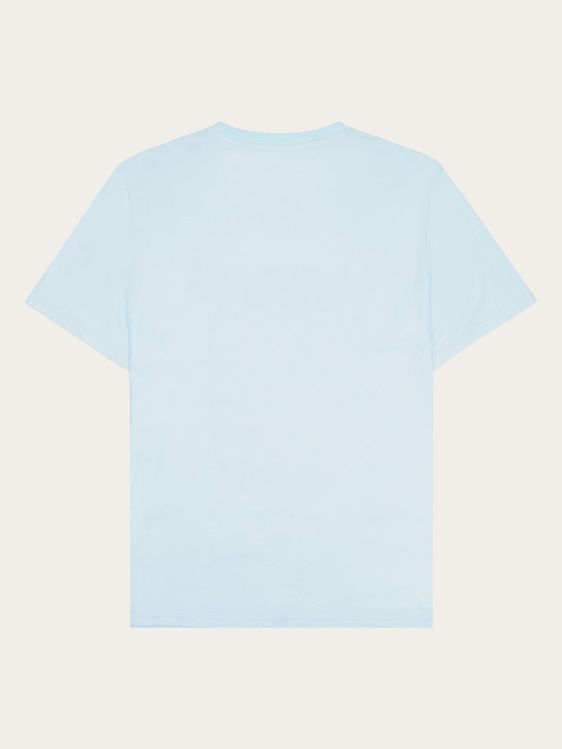 KnowledgeCotton Apparel - MEN Regular single jersey seagrass owl printed t-shirt - Regenerative Organic Certified™ - GOTS T-shirts 1480 Aqua-Esque