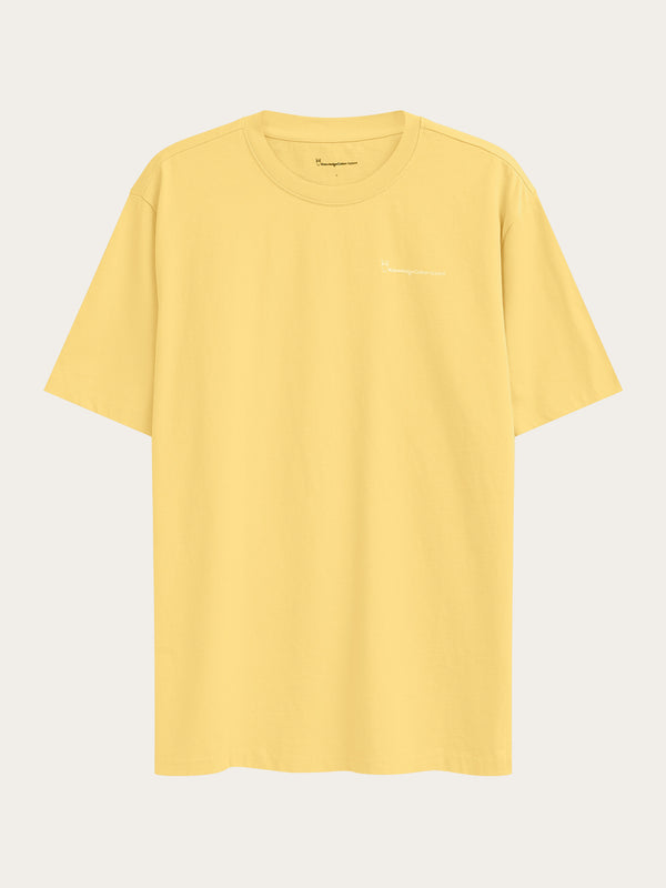 KnowledgeCotton Apparel - MEN Regular trademark chest print t-shirt T-shirts 1429 Misted Yellow