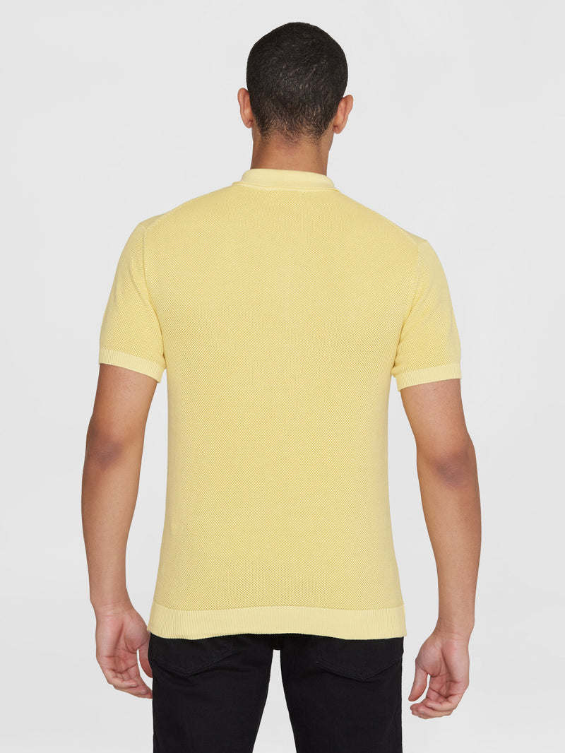 KnowledgeCotton Apparel - MEN Regular two toned knitted short sleeved polo - GOTS/Vegan Polos 1429 Misted Yellow