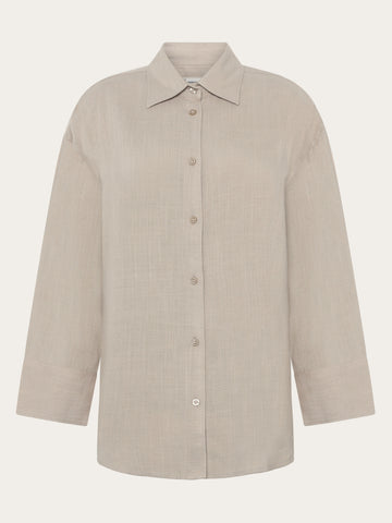 KnowledgeCotton Apparel - WMN Relaxed linen-mix shirt Shirts 1228 Light feather gray
