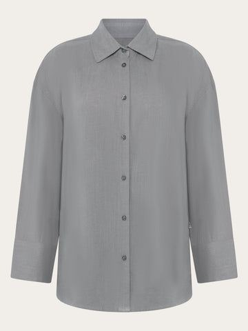 KnowledgeCotton Apparel - WMN Relaxed linen blend shirt Shirts 1493 Ultimate Grey