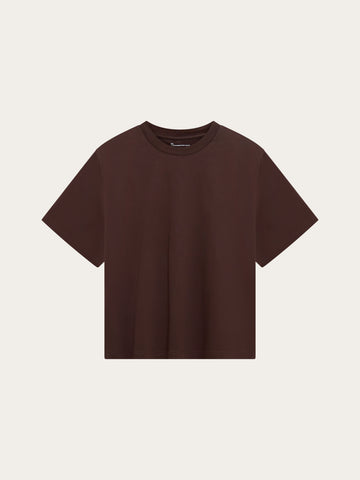 KnowledgeCotton Apparel - WMN Relaxed mercerized t-shirt T-shirts 1487 Chocolate Torte