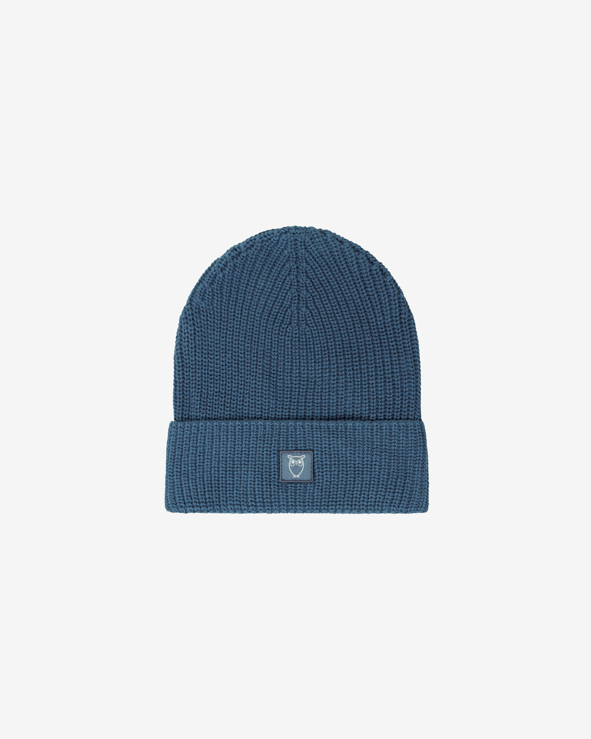 KnowledgeCotton Apparel - UNI Rib badge beanie Hats 1226 Vintage Indigo