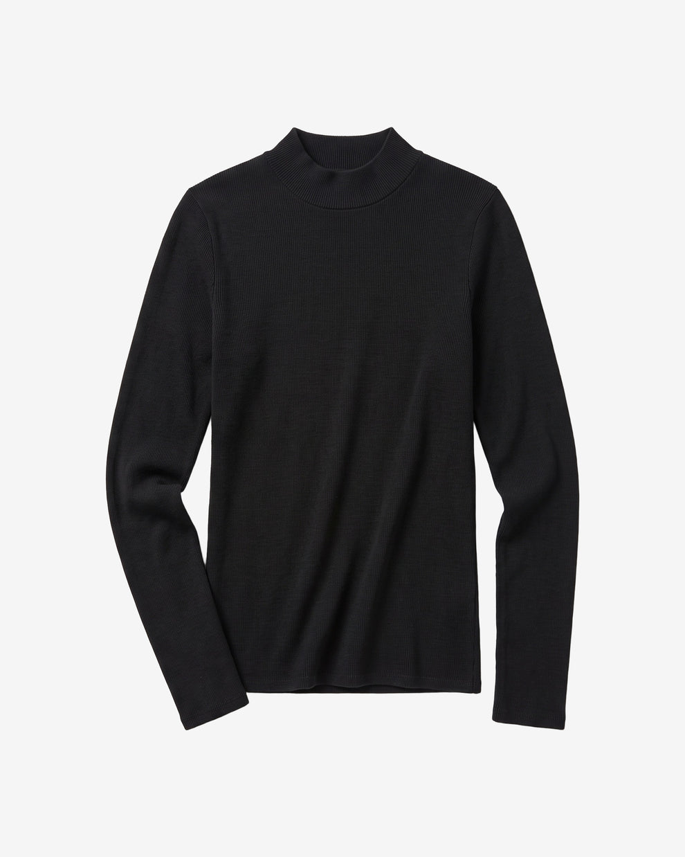 KnowledgeCotton Apparel - WMN Rib high neck LS Long Sleeves 1300 Black Jet