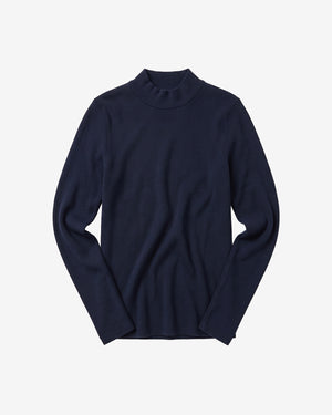 KnowledgeCotton Apparel - WMN Rib high neck LS Long Sleeves 1412 Night Sky