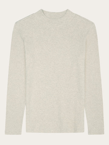 KnowledgeCotton Apparel - WMN Rib high neck LS Long Sleeves 1479 Gray Chateau Melange