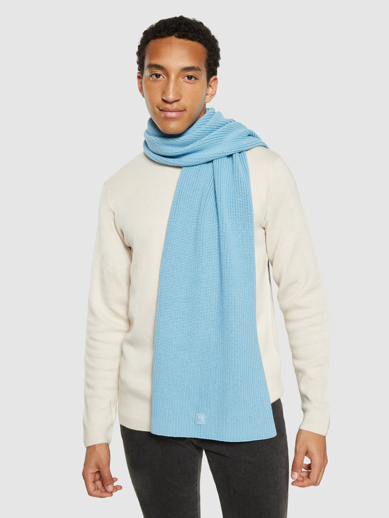 KnowledgeCotton Apparel - UNI Rib knit scarf Scarfs 1463 Glacier Lake