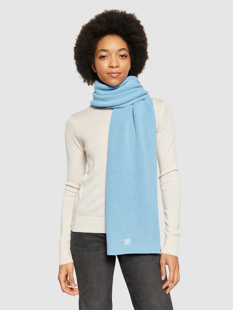 KnowledgeCotton Apparel - UNI Rib knit scarf Scarfs 1463 Glacier Lake