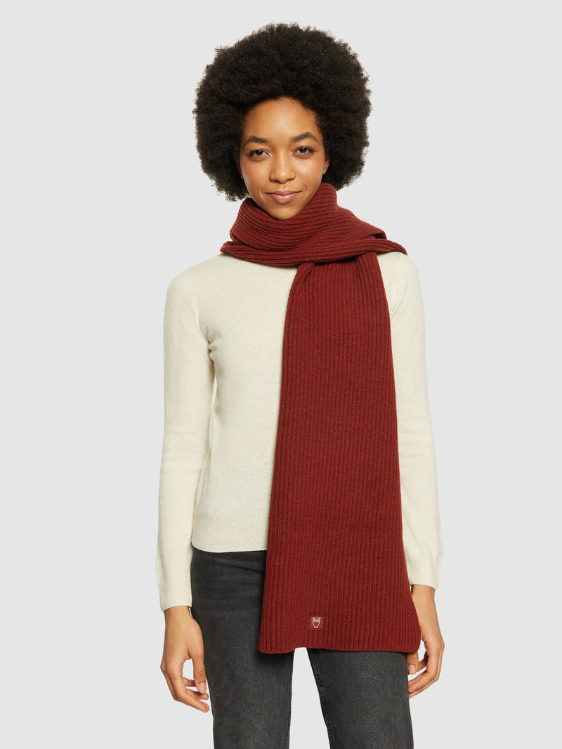 KnowledgeCotton Apparel - UNI Rib knit scarf - RWS Scarfs 1478 Fired Brick