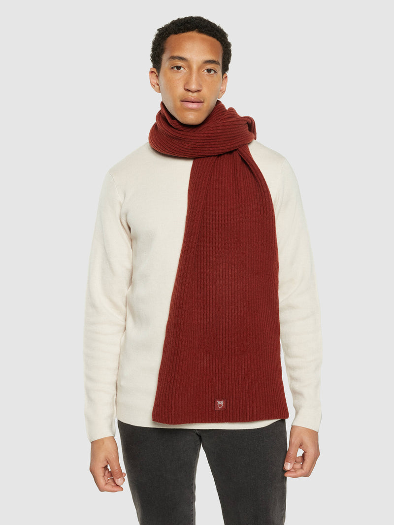 KnowledgeCotton Apparel - UNI Rib knit scarf - RWS Scarfs 1478 Fired Brick