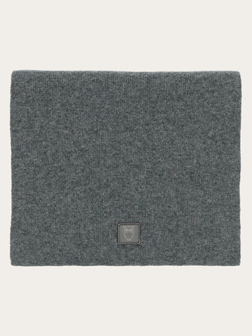 KnowledgeCotton Apparel - UNI Rib knit wool scarf Scarfs 1073 Dark Grey Melange