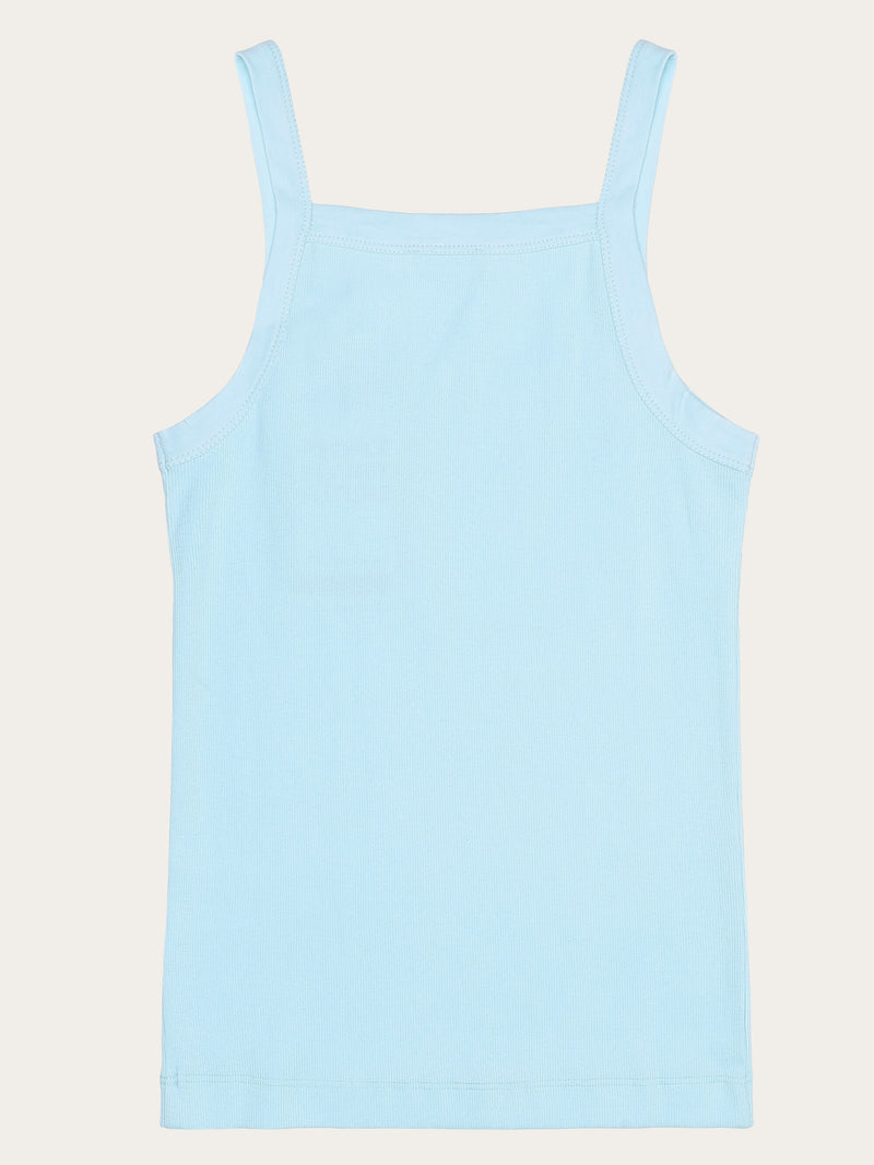 KnowledgeCotton Apparel - WMN Rib strap top T-shirts 1480 Aqua-Esque