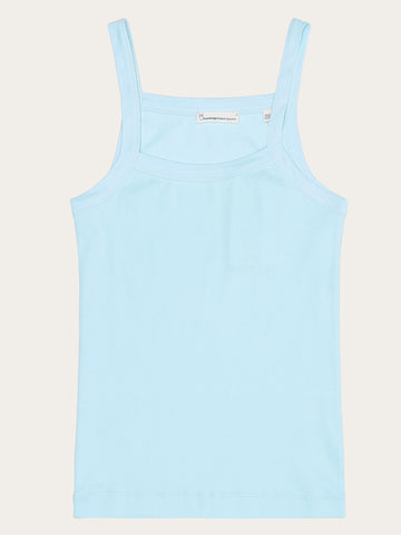 KnowledgeCotton Apparel - WMN Rib strap top T-shirts 1480 Aqua-Esque