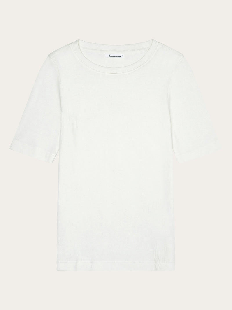 KnowledgeCotton Apparel - WMN Rib t-shirt T-shirts 1007 Star White