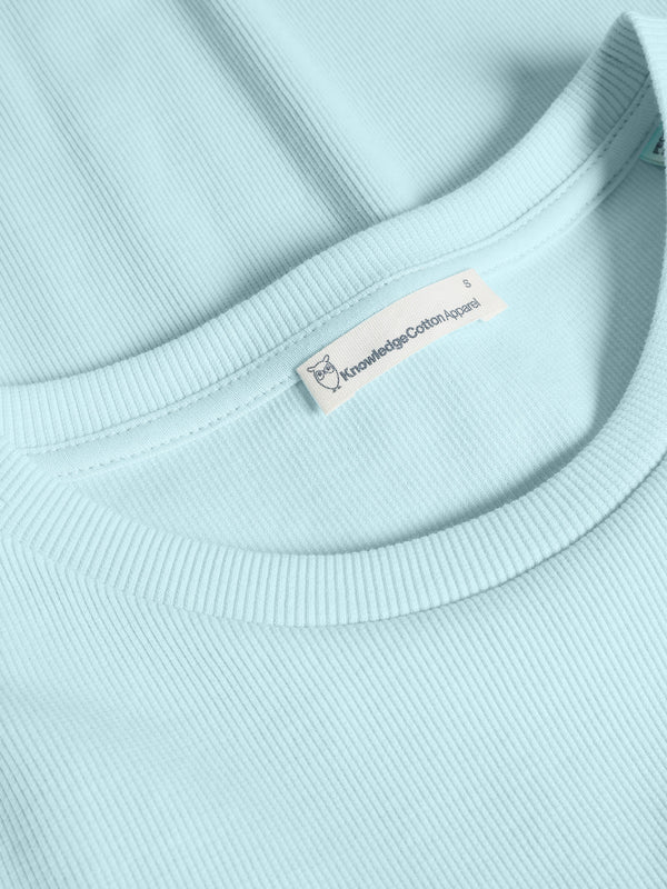 KnowledgeCotton Apparel - WMN Rib t-shirt T-shirts 1480 Aqua-Esque