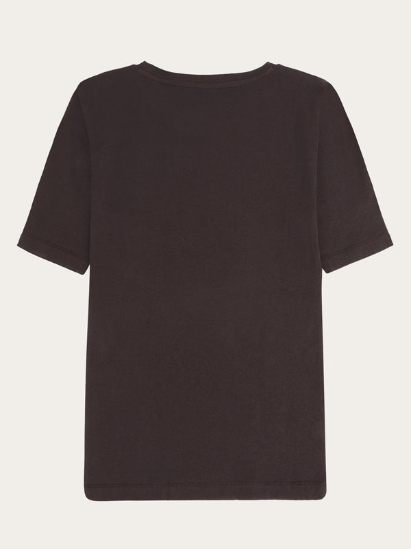 KnowledgeCotton Apparel - WMN Rib t-shirt T-shirts 1487 Chocolate Torte