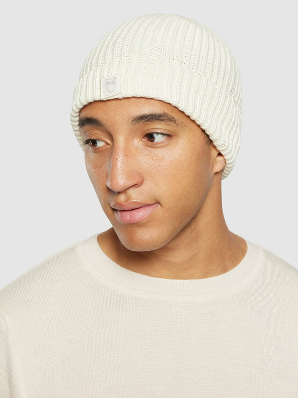 KnowledgeCotton Apparel - UNI Ribbing hat Hats 1387 Egret