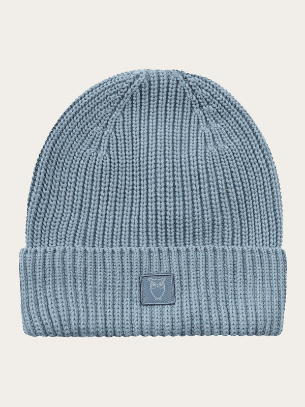 KnowledgeCotton Apparel - UNI Ribbing hat Hats 1414 Dusty Blue Melange