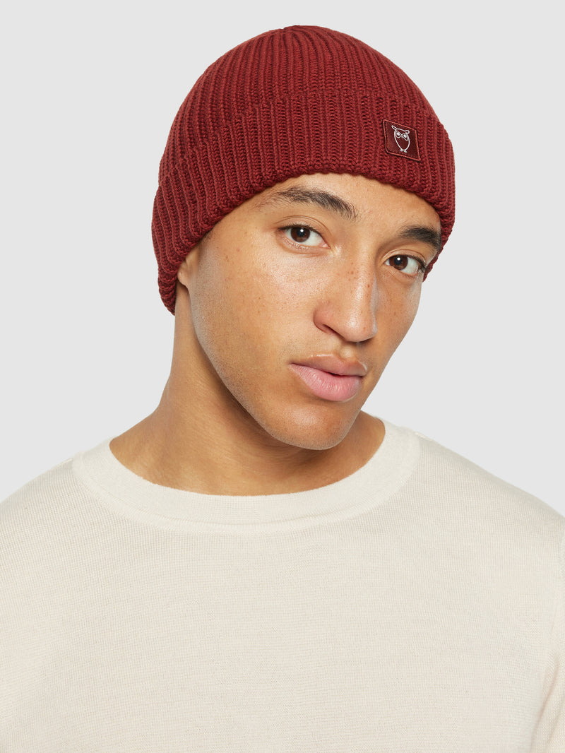 KnowledgeCotton Apparel - UNI Ribbing hat Hats 1478 Fired Brick
