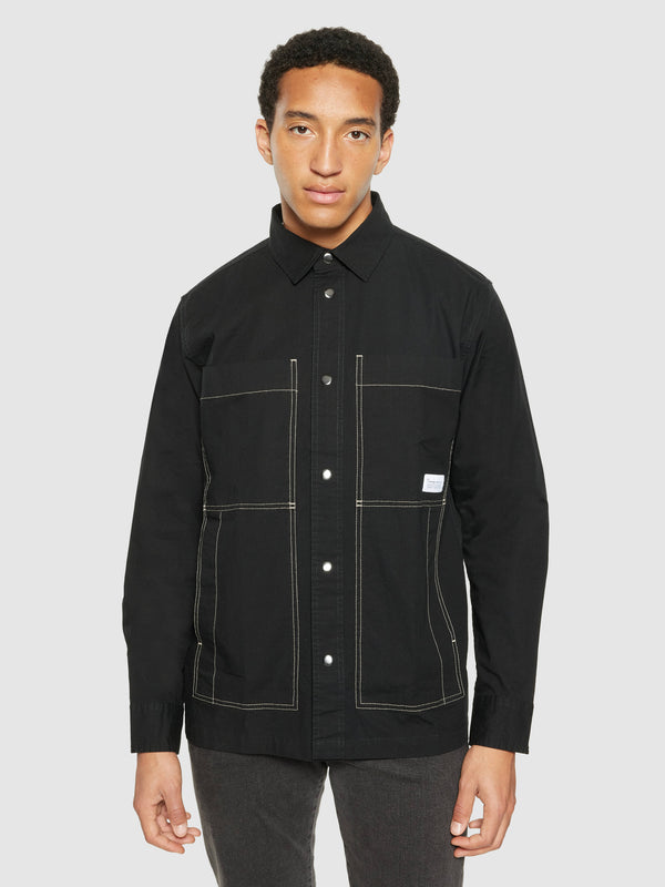 KnowledgeCotton Apparel - MEN Ribstop overshirt - GOTS/Vegan Overshirts 1300 Black Jet