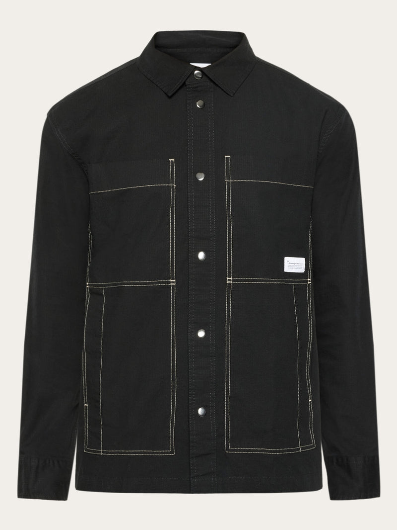 KnowledgeCotton Apparel - MEN Ripstop overshirt - GOTS/Vegan Overshirts 1300 Black Jet