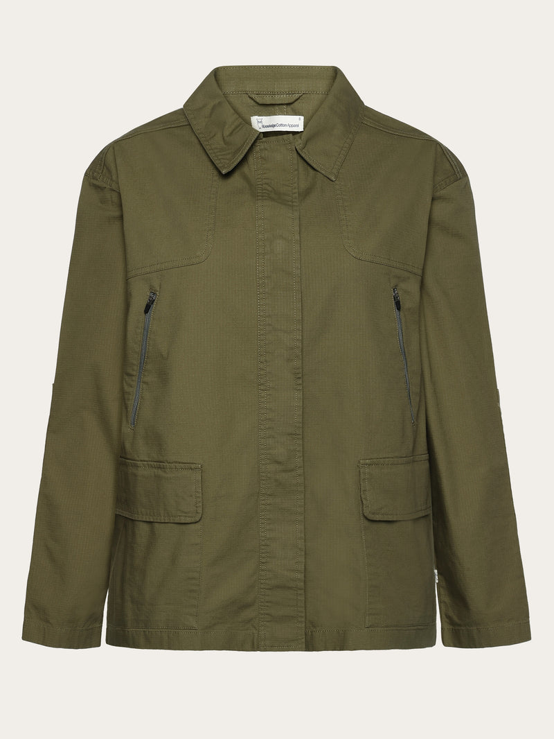 KnowledgeCotton Apparel - WMN Ripstop overshirt Jackets 1068 Burned Olive