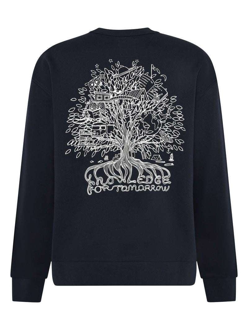 KnowledgeCotton Apparel - MEN SOS Organic Cotton Back Print Crew Neck - GOTS/Vegan Sweats 1412 Night Sky