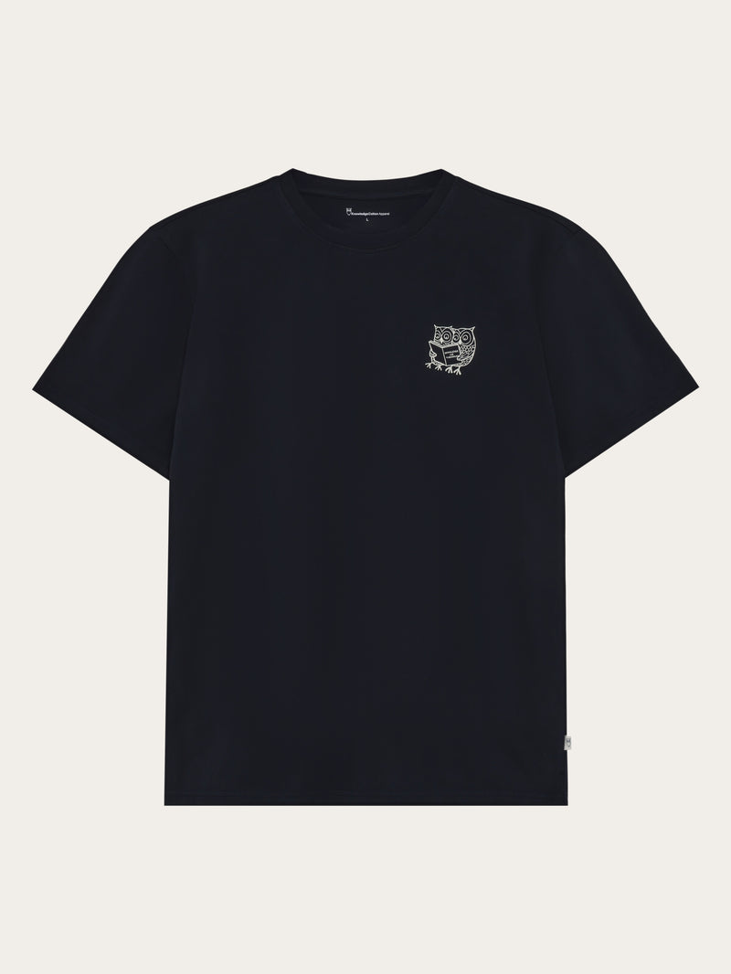 KnowledgeCotton Apparel - MEN SOS Regenerative Organic Cotton Chest Print T-Shirt GOTS/Vegan T-shirts 1412 Night Sky