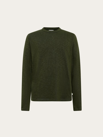 KnowledgeCotton Apparel - MEN Slub long sleeve t-shirt Long Sleeves 1090 Forest Night