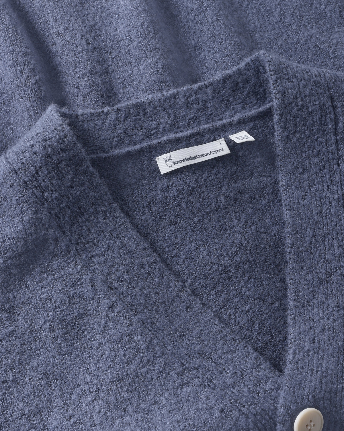 KnowledgeCotton Apparel - MEN Soufflé yarn cardigan Knits 1226 Vintage Indigo