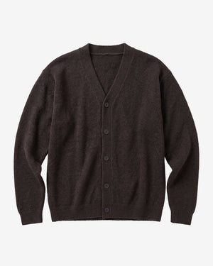KnowledgeCotton Apparel - MEN Soufflé yarn cardigan Knits 1487 Chocolate Torte